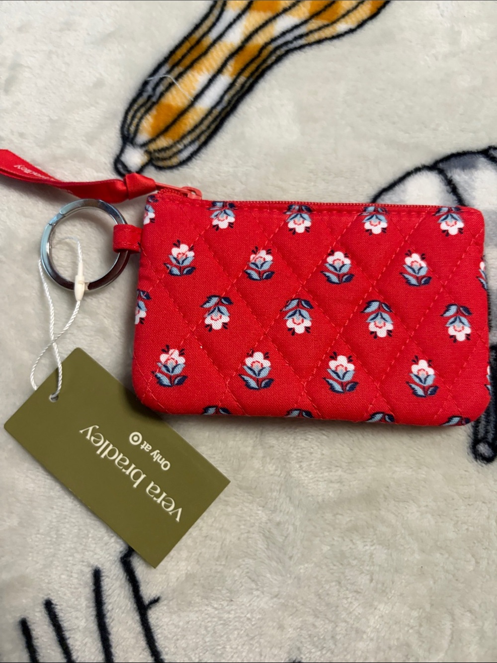 Vera Bradley x Target Red Quilted Floral Mini Zip Wristlet Key Ring
